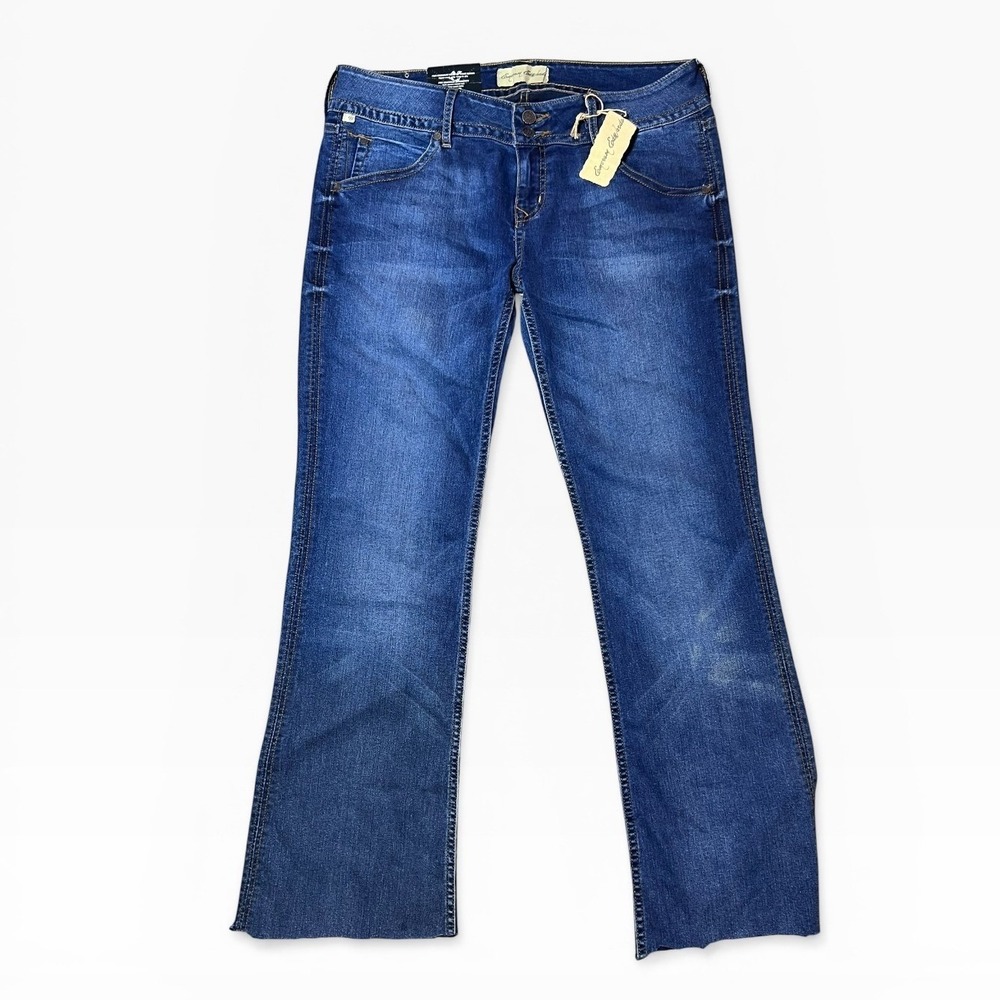 NWT Emerson Edwards Flare Boot Cut Jeans Dark Wash Size 32 Mid Rise Raw‎ Hem